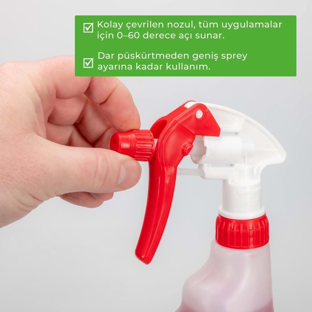 EP01 FLEX Canyon Başlıklı Kimyasal Dayanımlı Ölçekli El Tipi Sprey Şişe 1 Litre - NBR