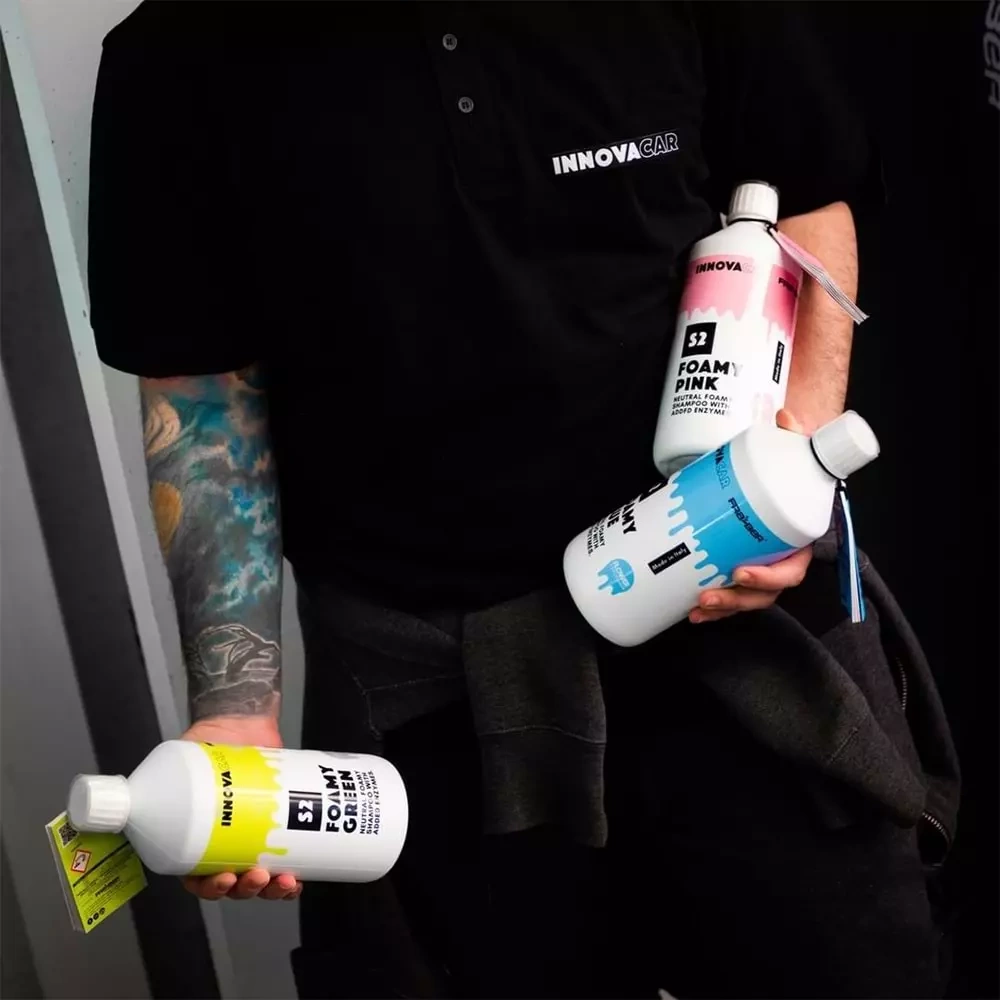 INNOVACAR S2 FOAMY Enzimli PH Nötr Mavi Renkli Özel Kokulu Araç Yıkama Şampuanı - 1 lt