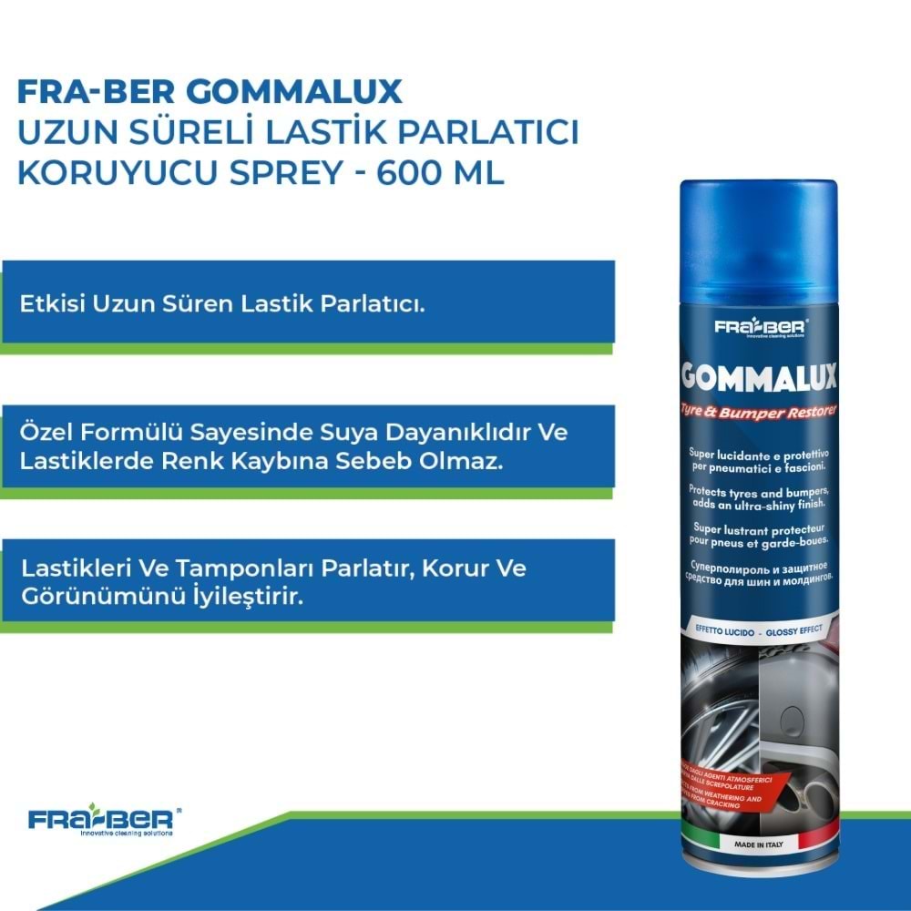 FRA-BER Gommalux Uzun Süreli Lastik Parlatıcı Ve Koruyucu Sprey - 600 ml