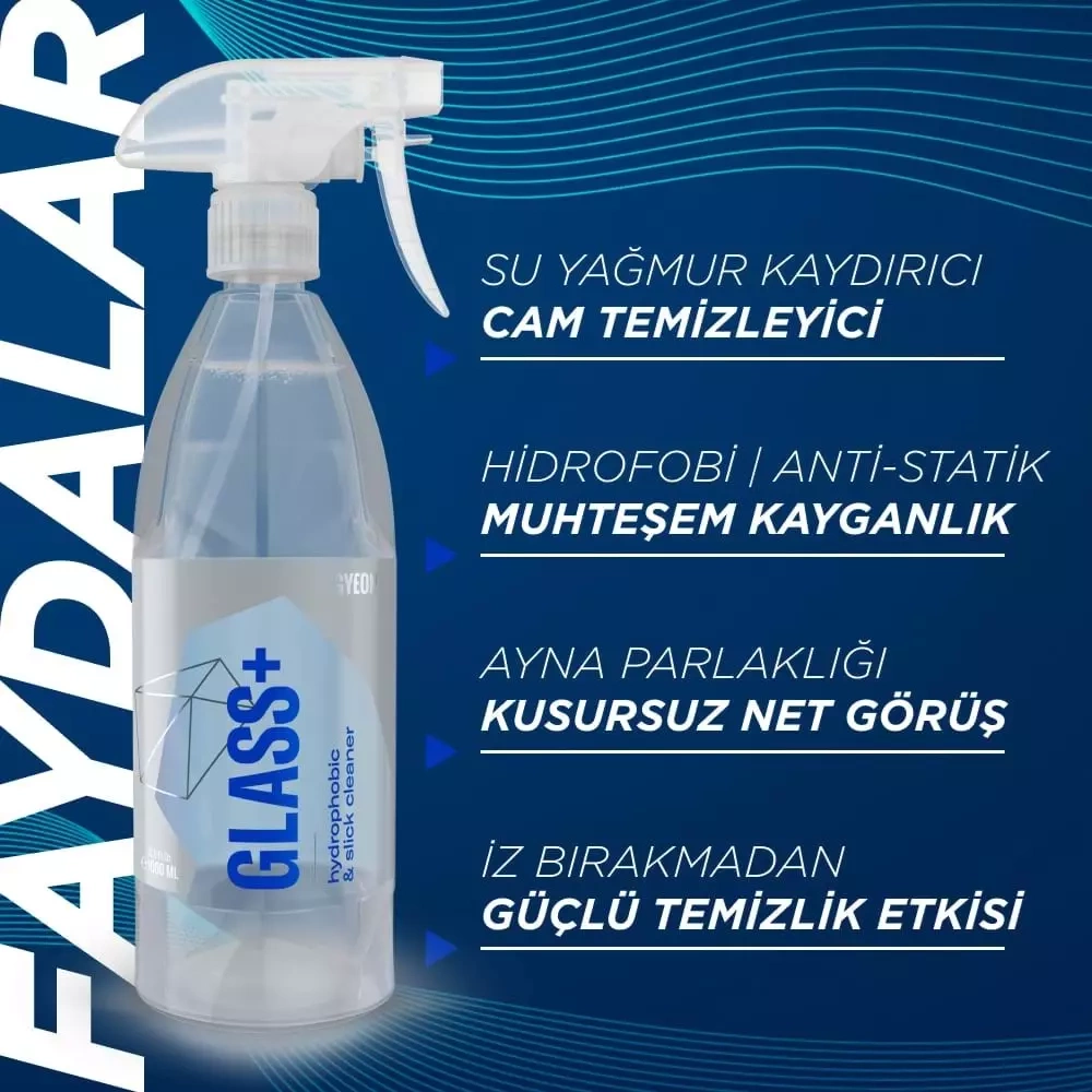 GYEON Q²M Glass+ Plus Araç Cam Yağmur Kaydırıcı Su İtici ve Temizleyici - 500 ml -Hidrofobik Parlak