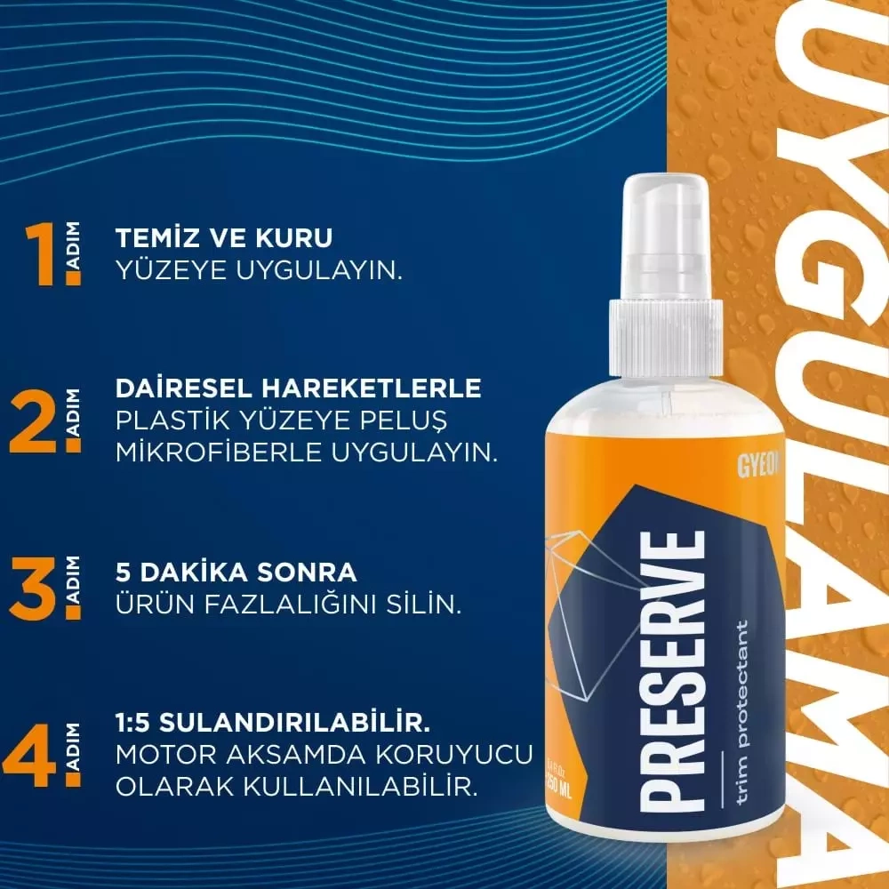 GYEON Q²M Preserve İç Dış Plastik Trim Yenileyici Ve Koruyucu - 250 ml -Mat Görünüm Plastik Onarıcı