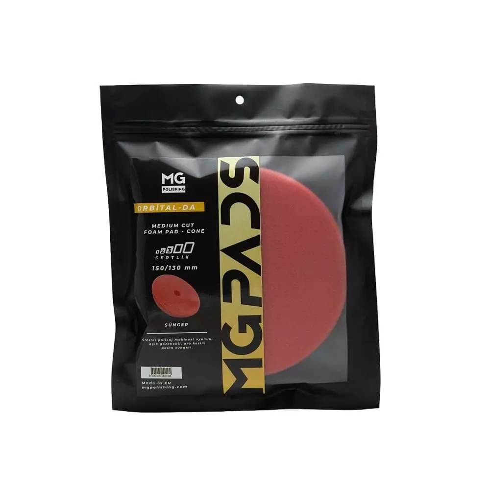 MG PADS Orbital Ara Kesim İnce Pasta Süngeri (Kırmızı) - 150/130 mm