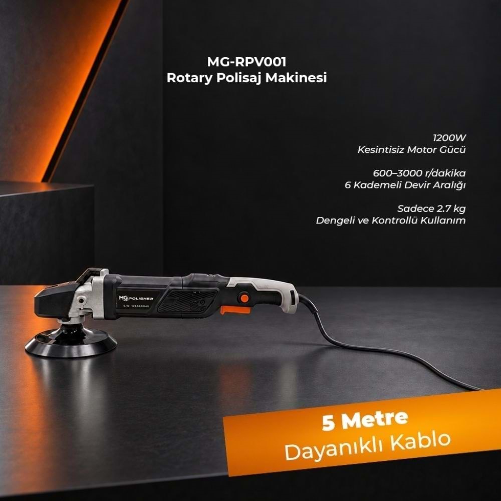 MG|PS MG-RPV001 1200W Rotary Polisaj Makinesi | Profesyonel Pasta Cila Makinesi