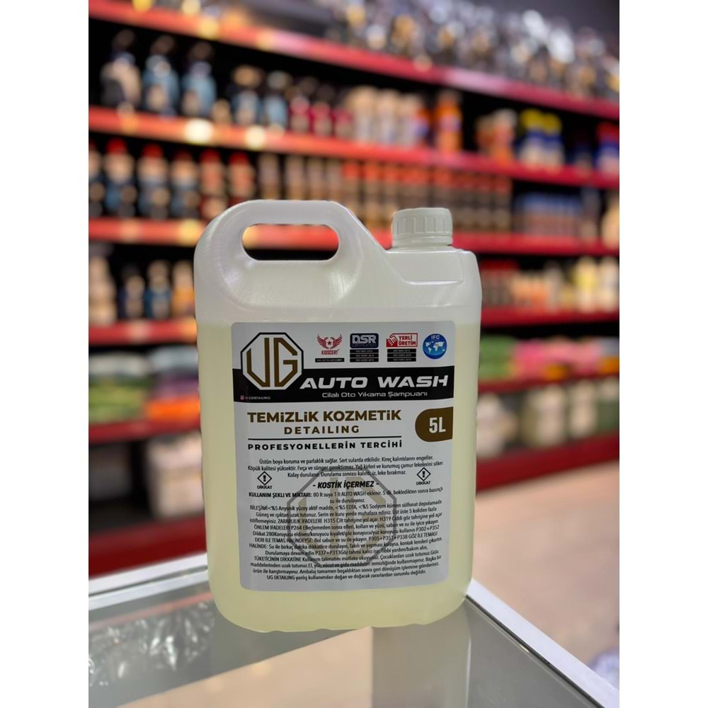 UG DETAILING AUTO WASH FIRÇASIZ CİLALI OTOMOBİL YIKAMA ŞAMPUAN 5LT (KOSTİKSİZ)