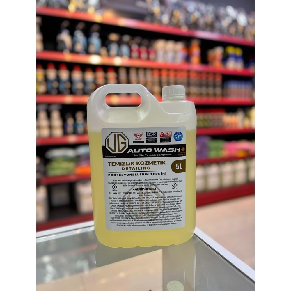 UG DETAILING AUTO WASH PLUS FIRÇASIZ CİLALI PARFÜMLÜ OTOMOBİL YIKAMA ŞAMPUANI 5LT (KOSTİKSİZ)