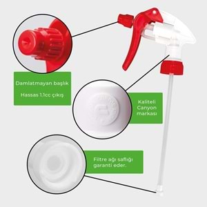 EP01 FLEX Canyon Başlıklı Kimyasal Dayanımlı Ölçekli El Tipi Sprey Şişe 1 Litre - NBR