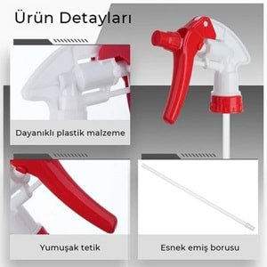 EP01 FLEX Canyon Başlıklı Kimyasal Dayanımlı Ölçekli El Tipi Sprey Şişe 1 Litre - NBR