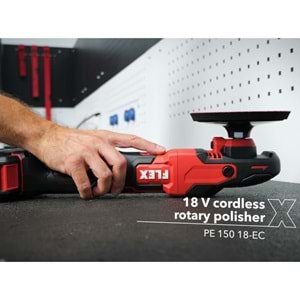FLEX PE 150 18-EC Set Rotary Çift Akülü Kablosuz Polisaj Makinesi Seti 18V -Kömürsüz Fırçasız Motor