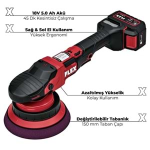 FLEX XCE 8 150 18-EC Set DA Orbital Çift Akülü Kablosuz Polisaj Makinesi Seti - Pozitif Sürüş
