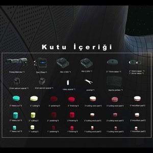 SGCB Kablosuz Şarjlı Rotary/Orbital Mini Nano Polisaj Makinesi Seti 12V – 65 Parça Fırçasız Motor